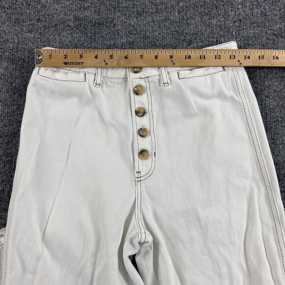 Reformation Jeans Womens 27 Lexi High Rise Wide Leg Ivory Button Fly Casual Chic - Picture 11 of 16